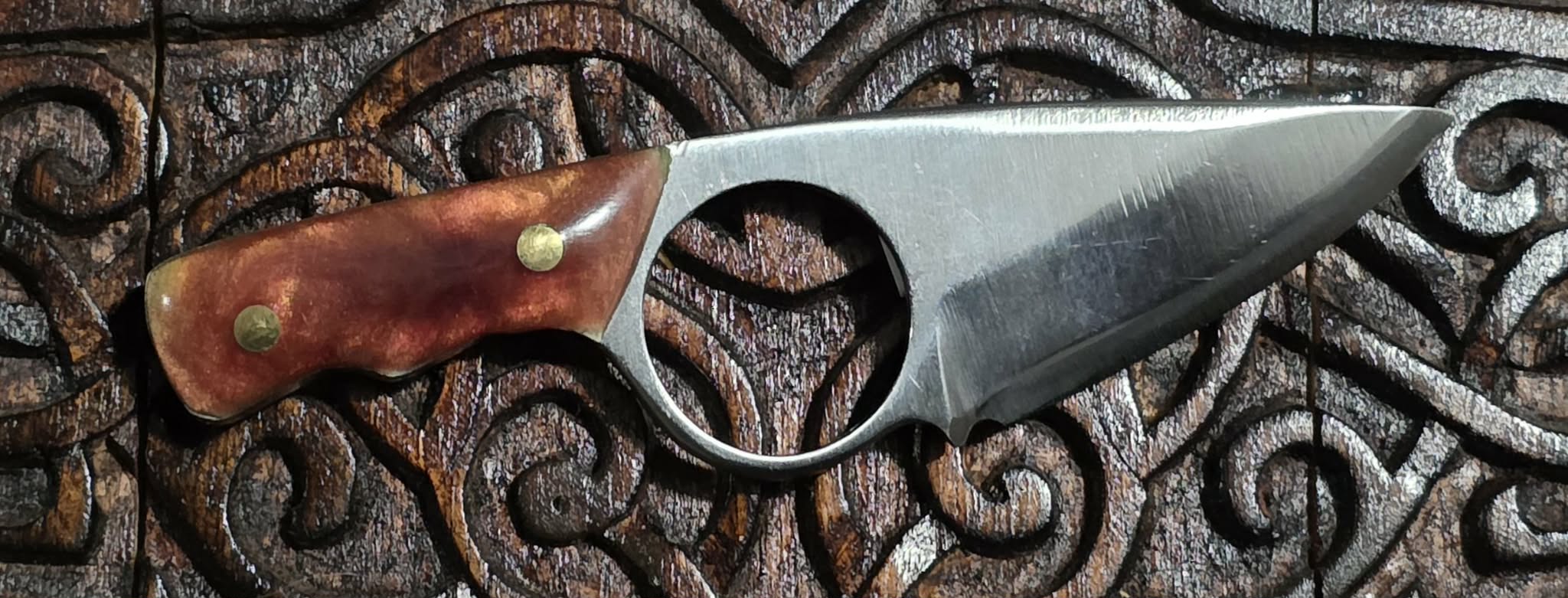 Copper Bandit Ring Knife - 5.5 Inch Fixed Blade with Acrylic Copper Hilt - No Sheath