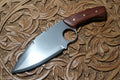 Gunslinger Ring Knife - 10 Inch Overall Length 1095 High Carbon Steel with Red African Padauk Curved Wood Hilt - No Sheath