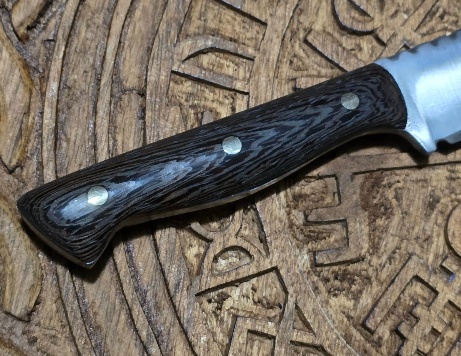 Modern Seax overall 13 Inches in Length w/ Exotic Wenge Hardwood Hilt no sheath