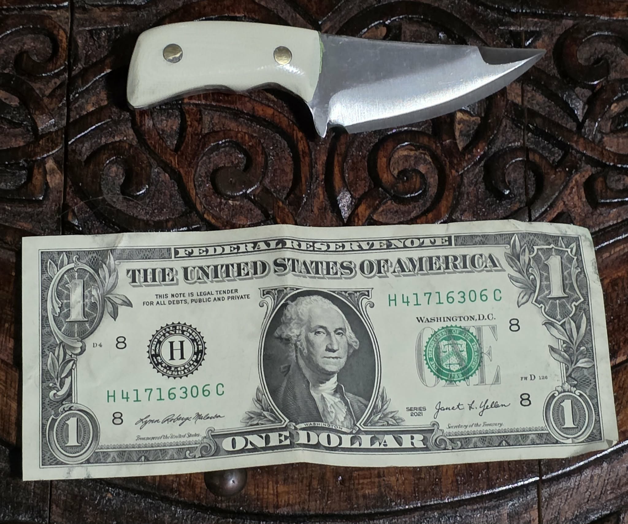 Bulldog EDC Knife - 4.5 Inch Overall Length High Carbon Steel - Ivory G-10 Hilt - No Sheath